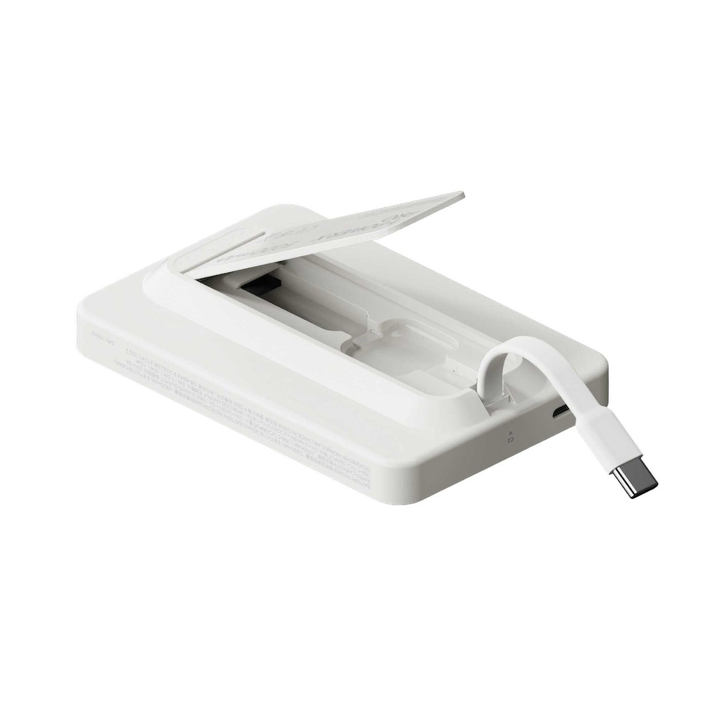 1-Power X Pro Magnetic Wireless Power Bank 5000mAh With Built-In USB-C Cable. white